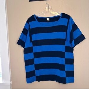 Jones New York Sport Blue Striped Top Size Large
